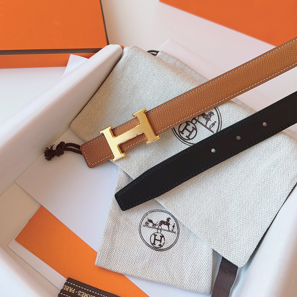 Mini Constance belt buckle & Reversible leather strap 24 mm